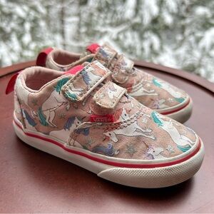 Vans Toddler Unicorn Print Sneakers Size 6 Pink Velcro Shoes